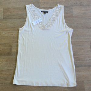 NWT Banana Republic Crochet Macrame Cream Tank Size Small Women